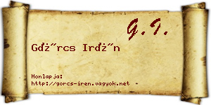 Görcs Irén névjegykártya